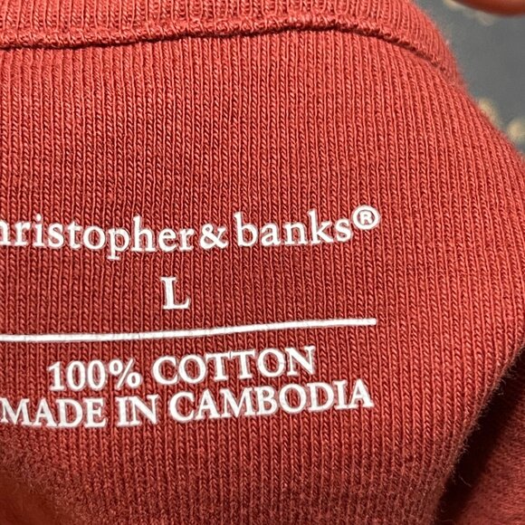 2 Christopher & Banks Tank Top T-Shirt Sleeveless Size L Large Red Orange - Picture 7 of 9